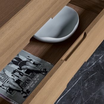On Greenwood sideboard concentric spirals of wood come to the surface, creating a design directly shaped by nature. The unique design of this piece reminds us of an international style and enhances the exclusive manufacturing that embellishes every Devina Nais product.