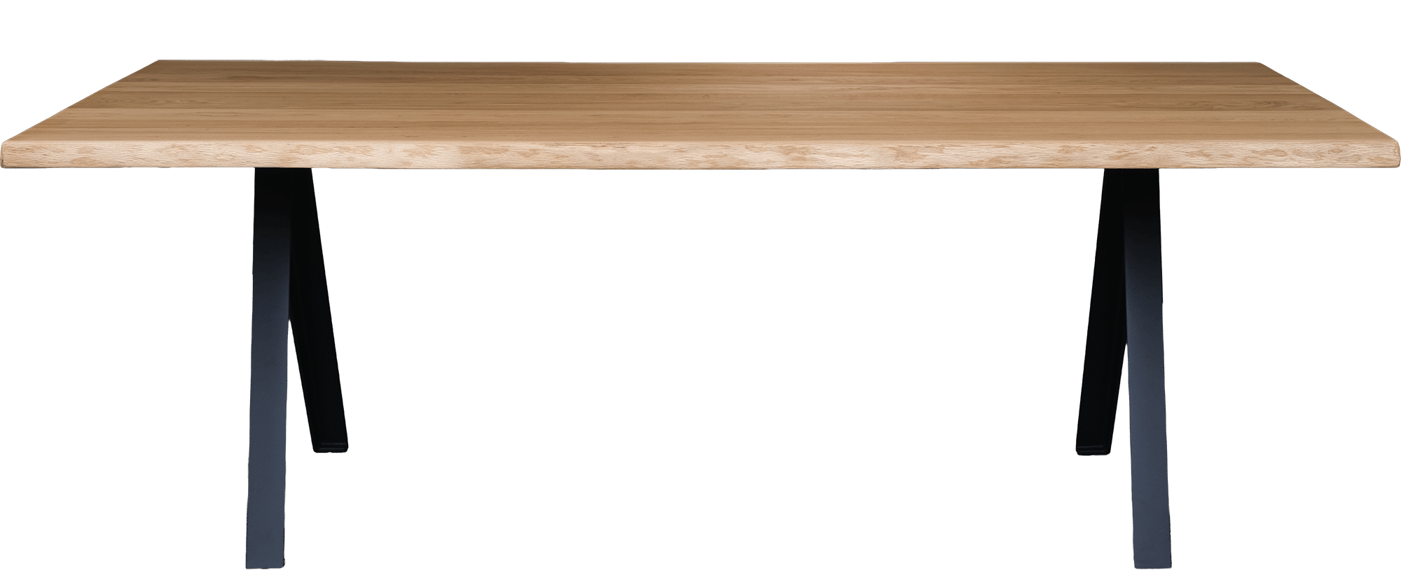 LOOP Delta table: Rectangular wooden table with a natural finish and black metal legs, shown against a plain white background.