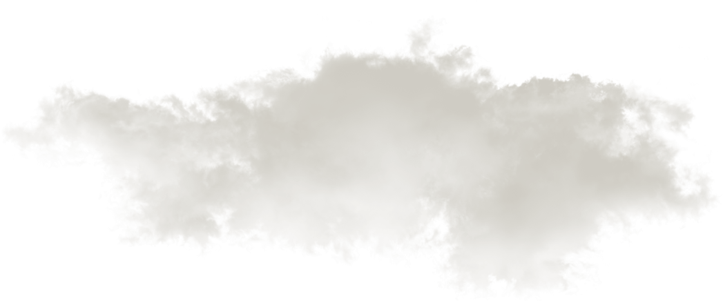 A single, light gray cloud with soft, wispy edges on a white background.